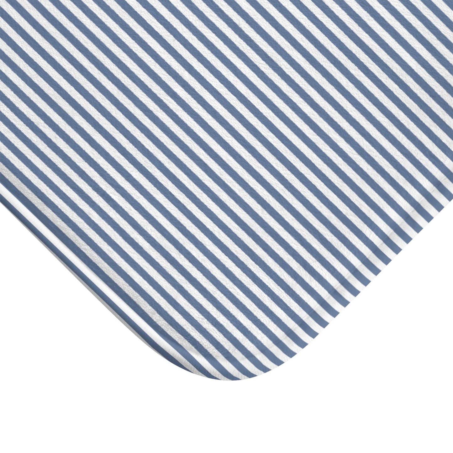 Seersucker Stripe Bath Mat Chambray Blue & White