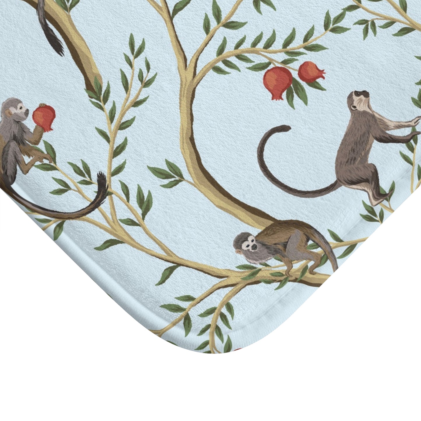 Chinoiserie Bath Mat Playful Pomegranate Monkeys