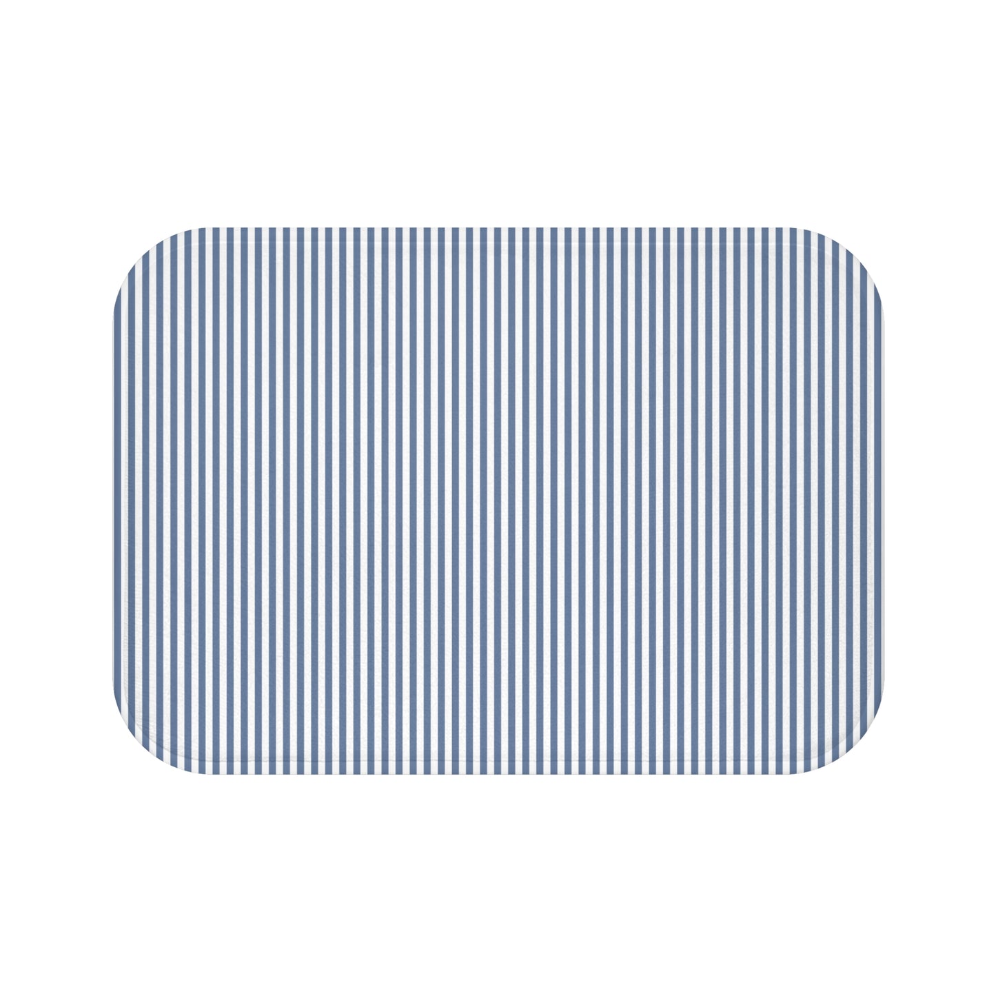 Seersucker Stripe Bath Mat Chambray Blue & White