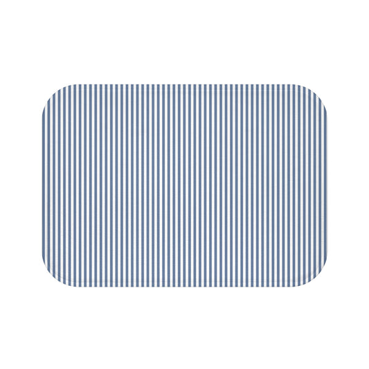 Seersucker Stripe Bath Mat Chambray Blue & White