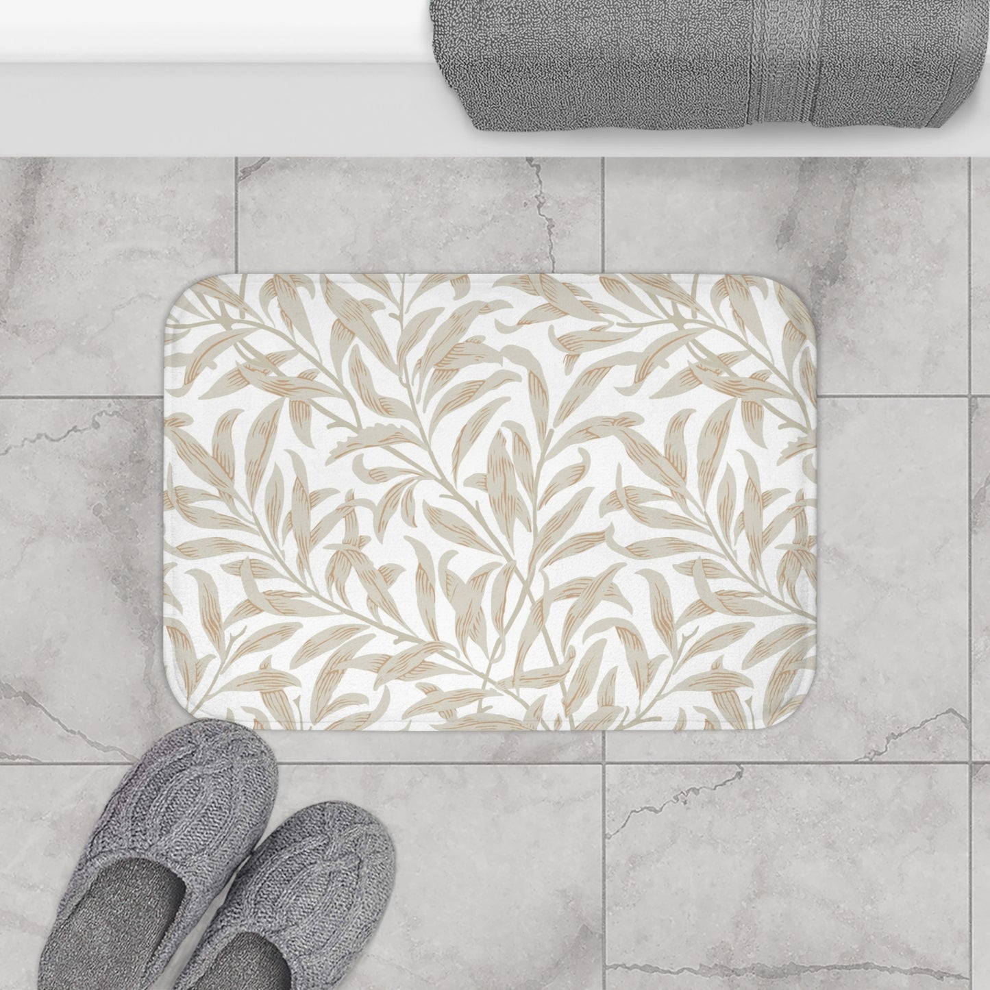William Morris Bath Mat Willow Bough Beige