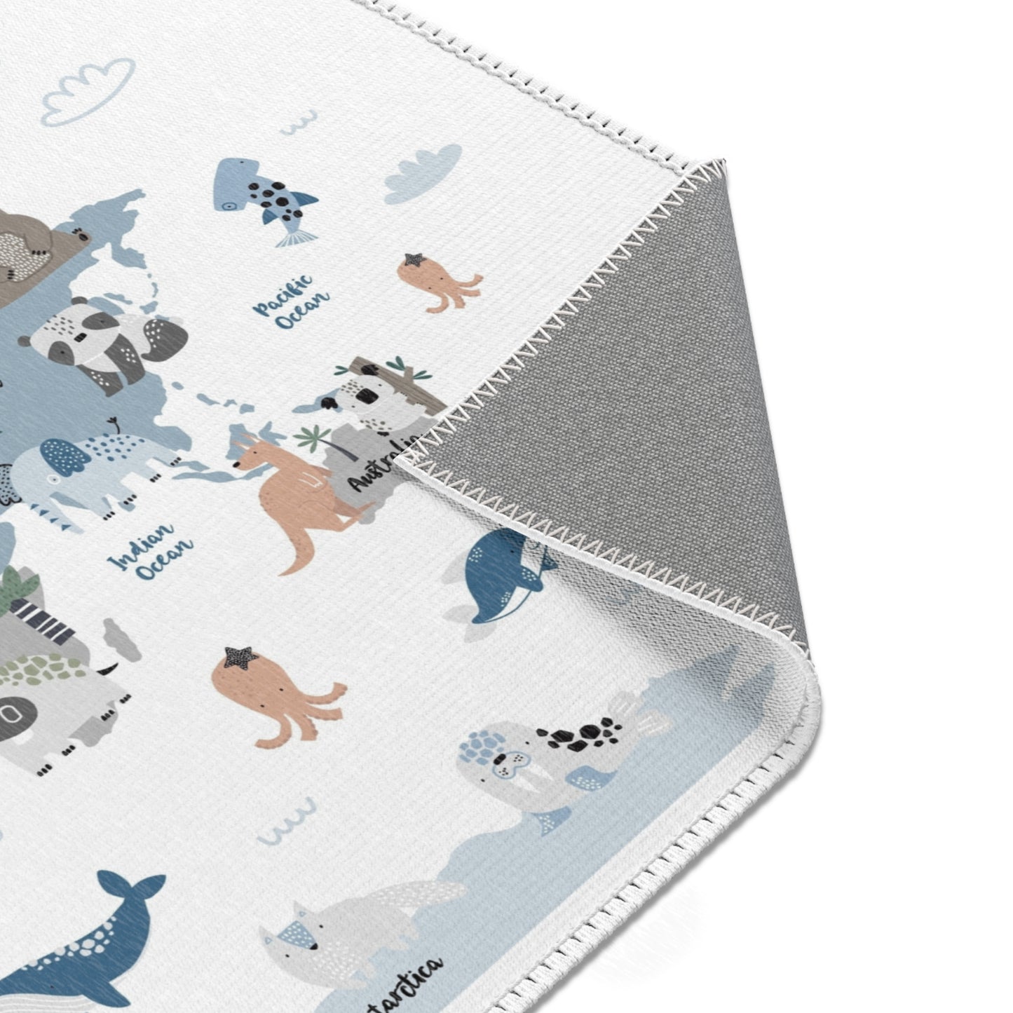 Animal World Map Nursery Rug Play Mat