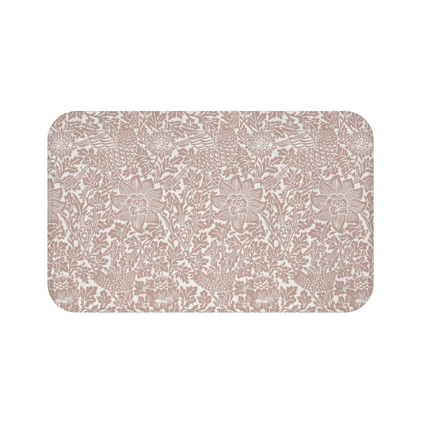 William Morris Bath Mat Bird and Anemone Peach Terracotta