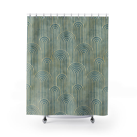 Art Deco Golden Sage Shower Curtain