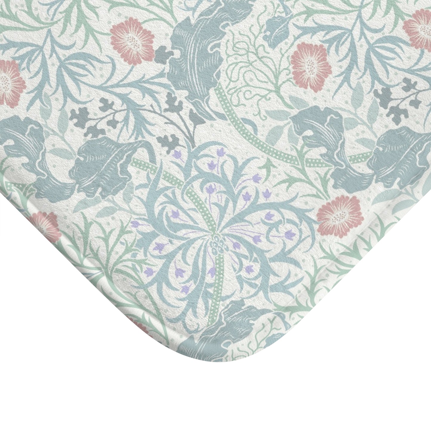 William Morris Bath Mat Seaweed Light Duckegg Blue Mint Peach