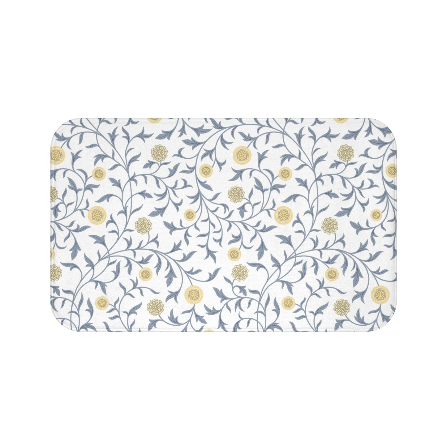 William Morris Bath Mat Scroll Gray Lemon