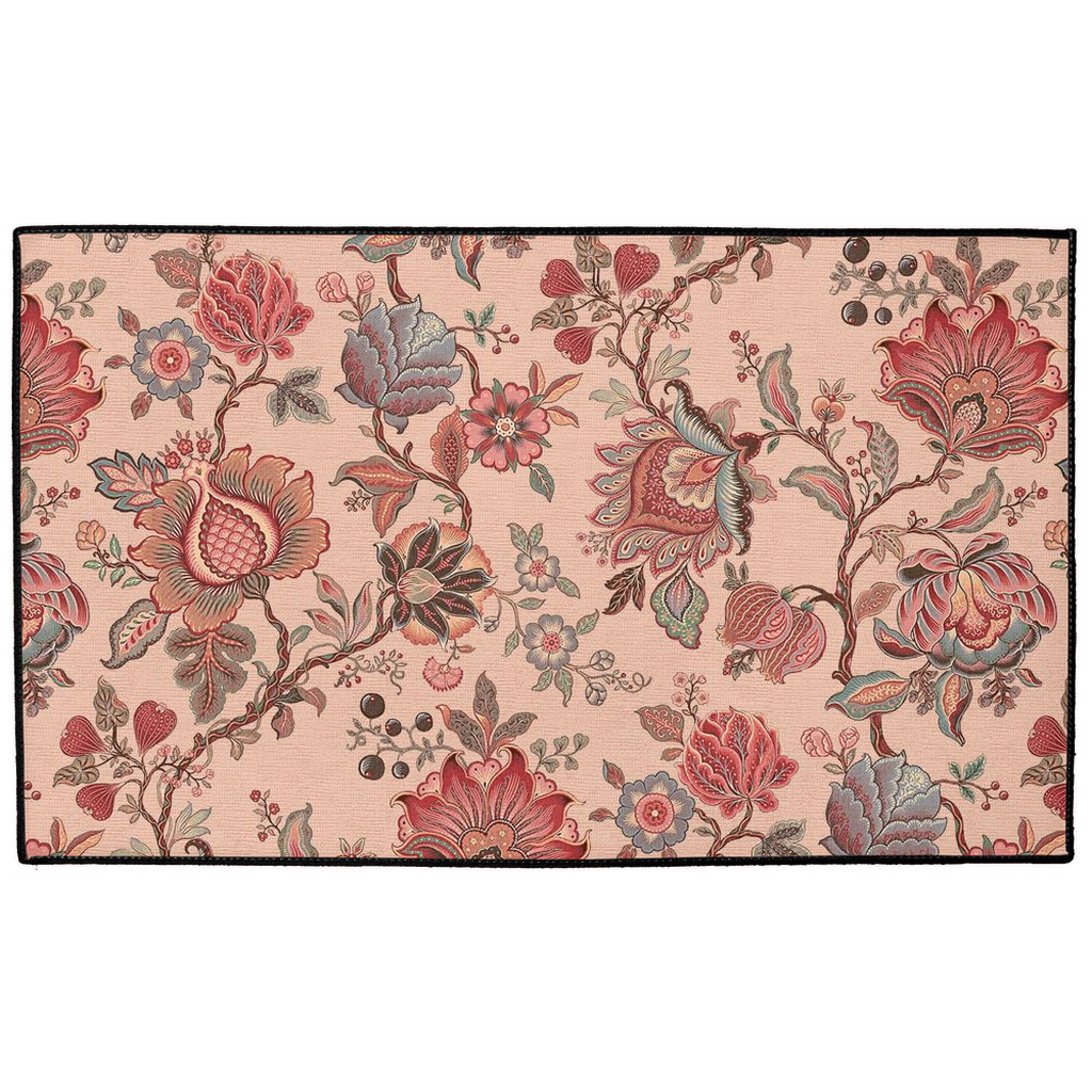 Malay Chintz Indoor/Outdoor Floor Mat Rose Red Floral