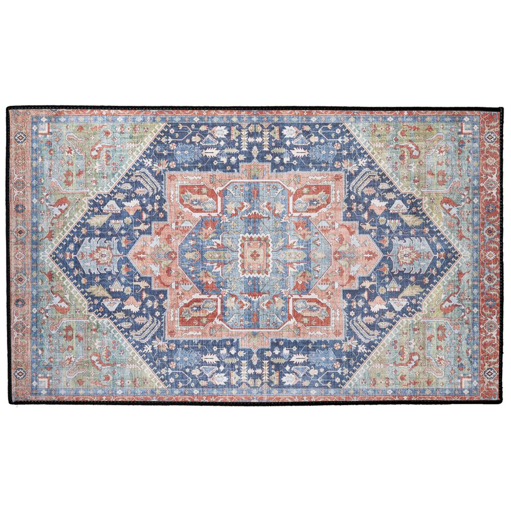 Atusa Persian Indoor/Outdoor Floor Mat Faded Blue Red