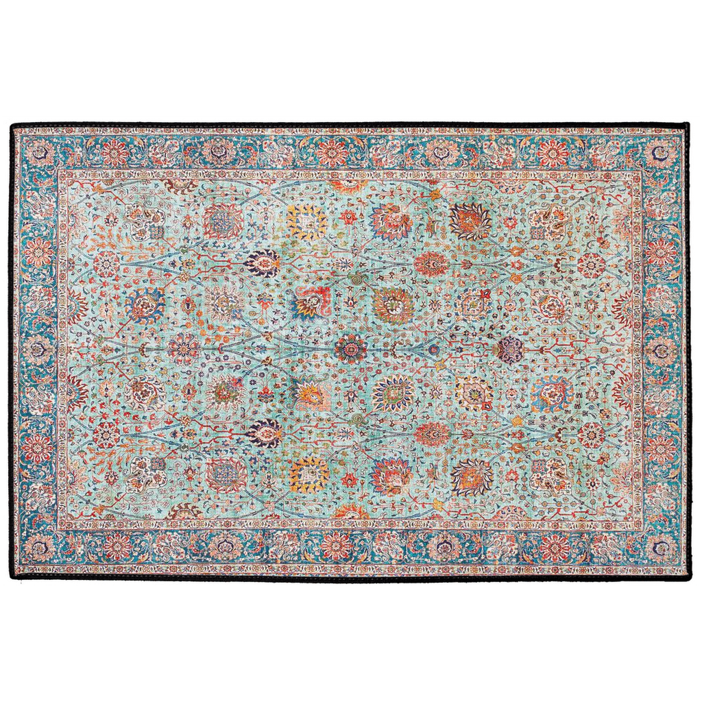 Zahra Persian Indoor/Outdoor Floor Mat Antique Aqua Blue