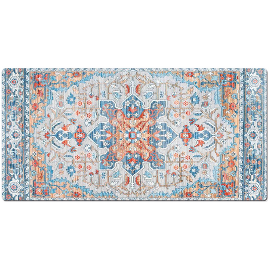 Tabriz Persian Desk Mat Powder Blue Terracotta