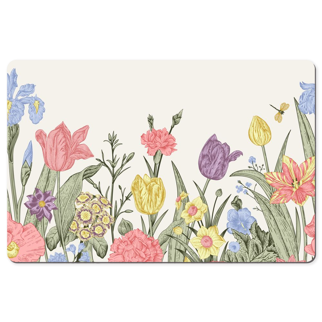 Spring Flowers Desk Mat Pastel Floral