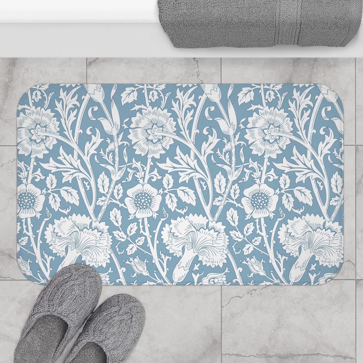 William Morris Bath Mat Pink & Rose Blue