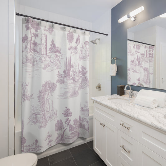 Lilac Blush Toile de Jouy Shower Curtain