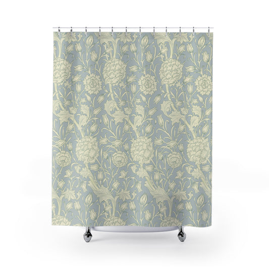 William Morris Pink & Rose Grey Blue Shower Curtain