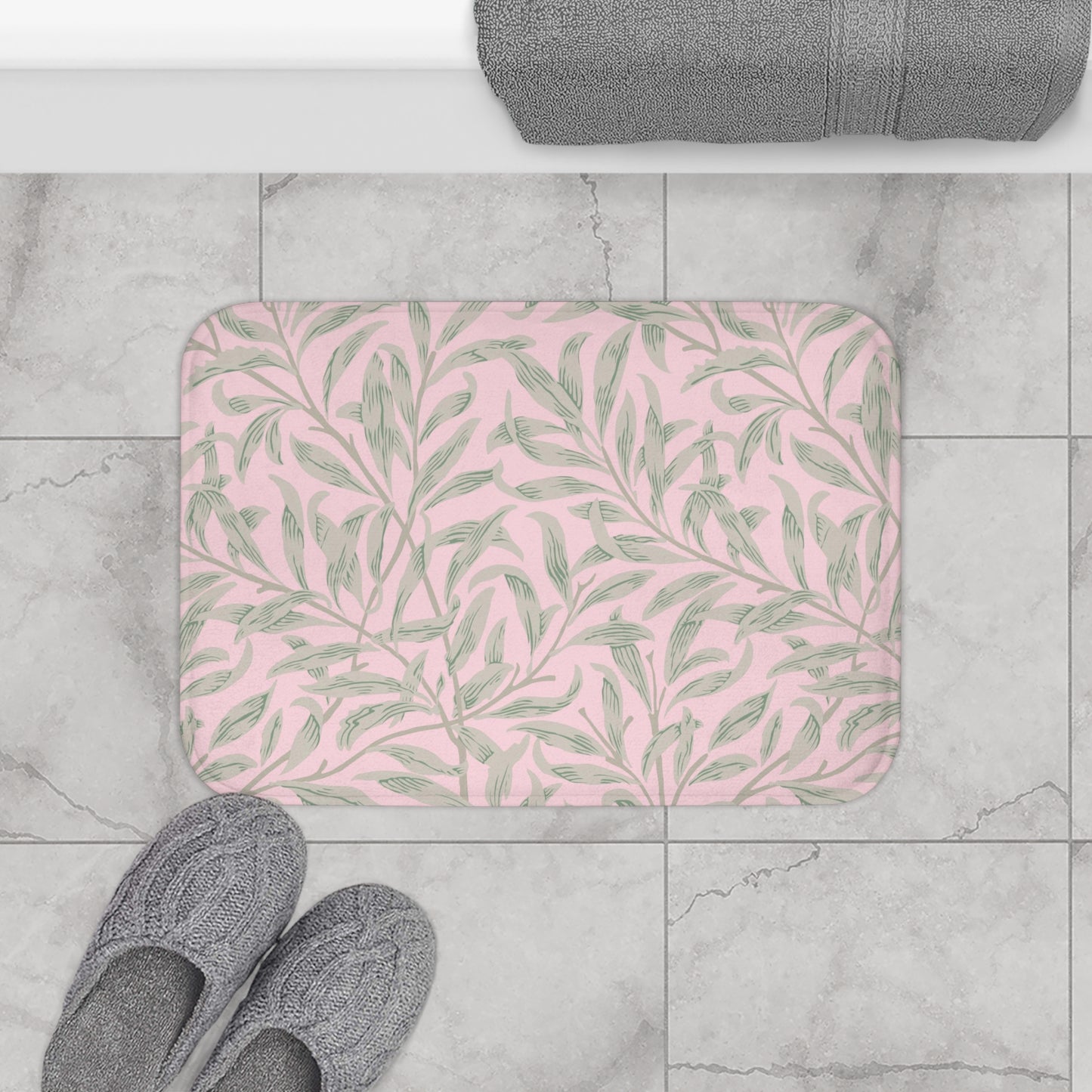 William Morris Bath Mat Willow Bough Pink Sage