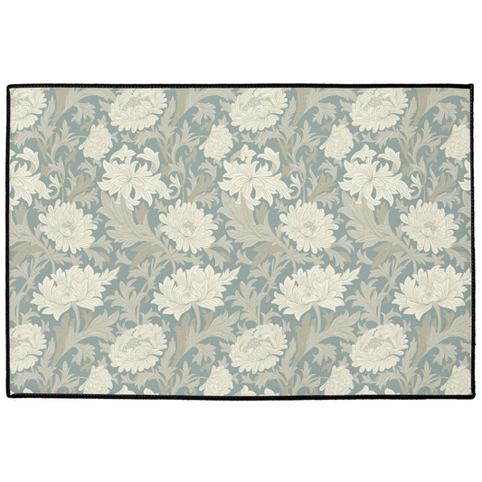 Chrysanthemum Indoor/Outdoor Floor Mat William Morris Misty Grey