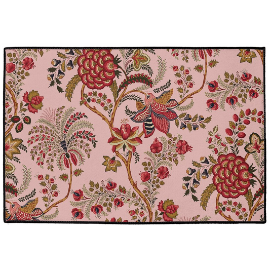 Coromandel Chintz Indoor/Outdoor Floor Mat Rose Red Floral