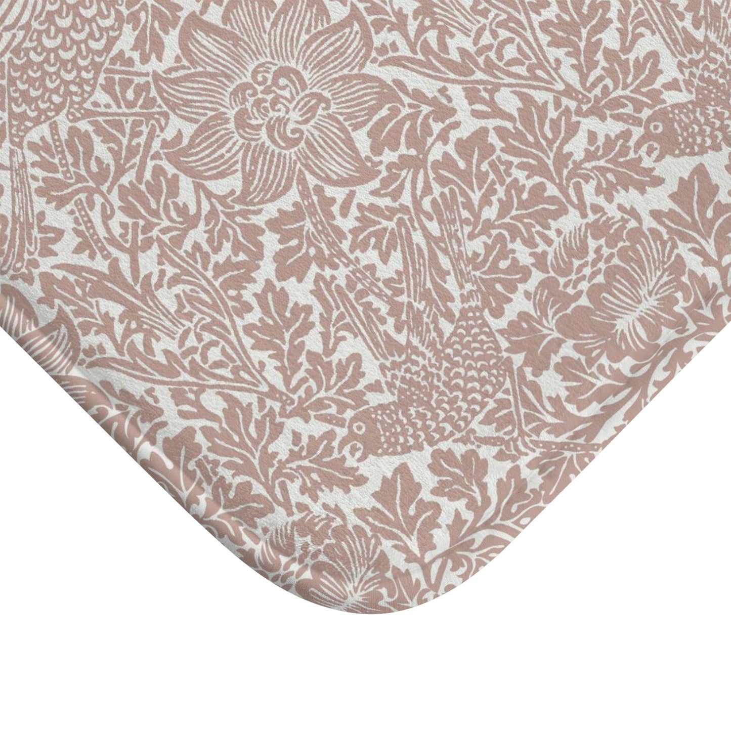 William Morris Bath Mat Bird and Anemone Peach Terracotta