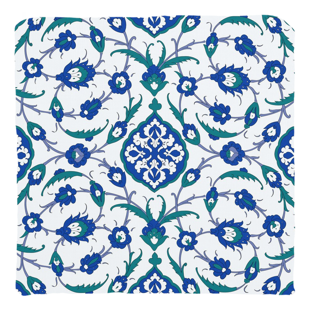 Sofia Ottoman Cotton Pillows Blue Green White