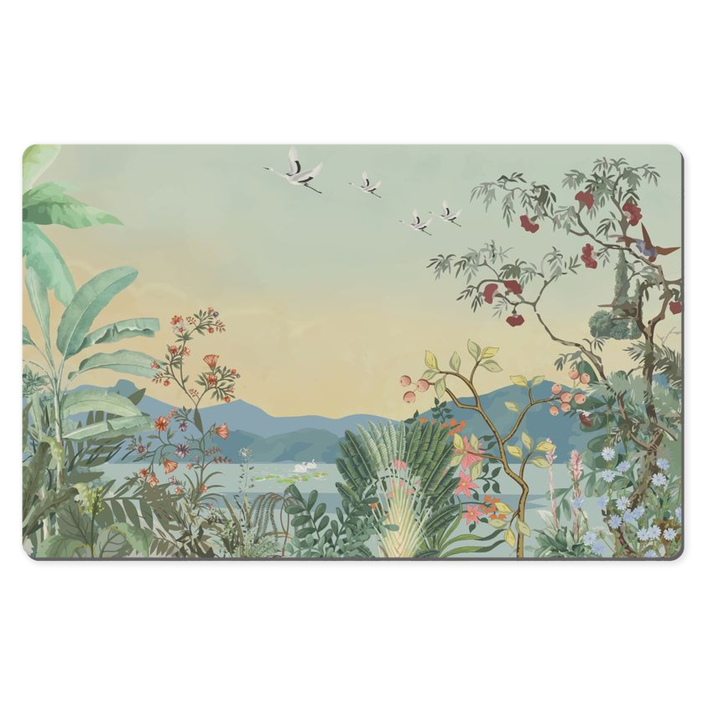 Magical Landscape Desk Mat Bird Jungle Sunset