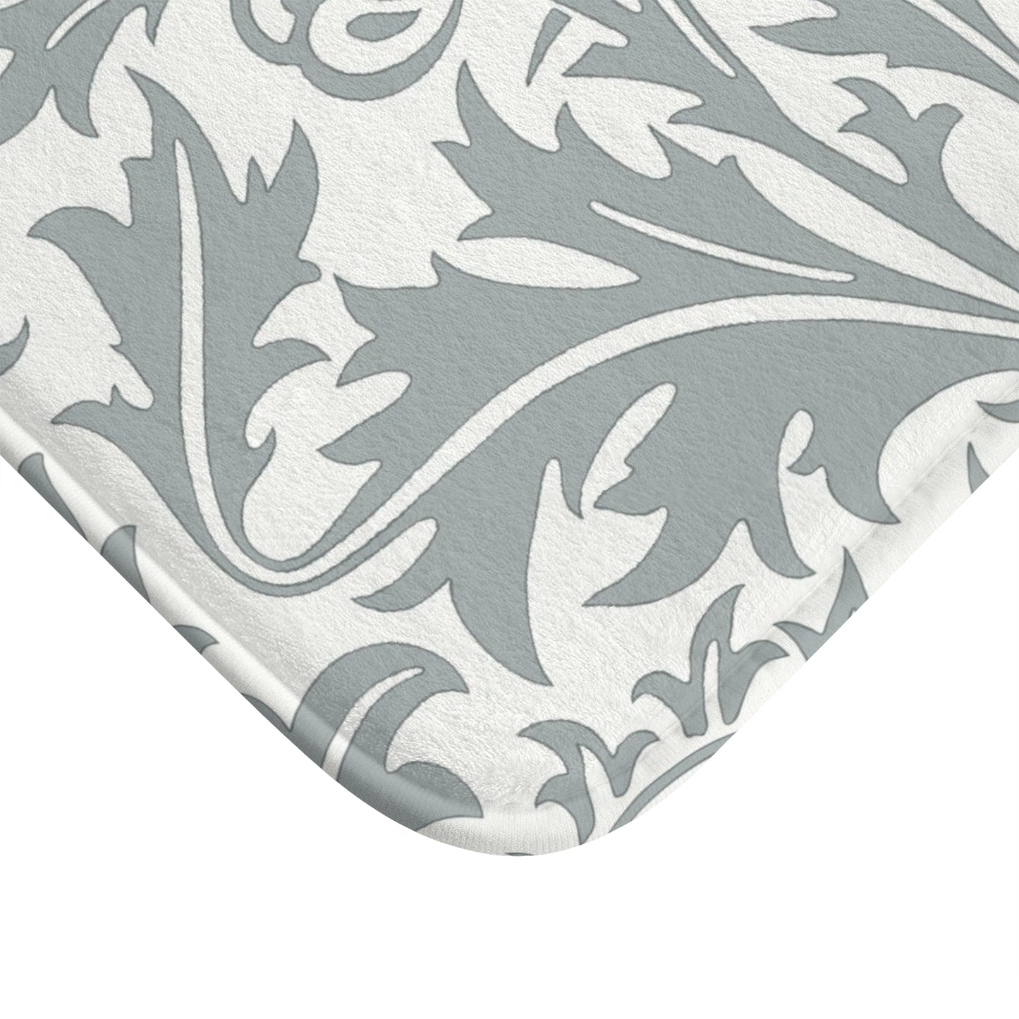 William Morris Bath Mat Thistle Gray White