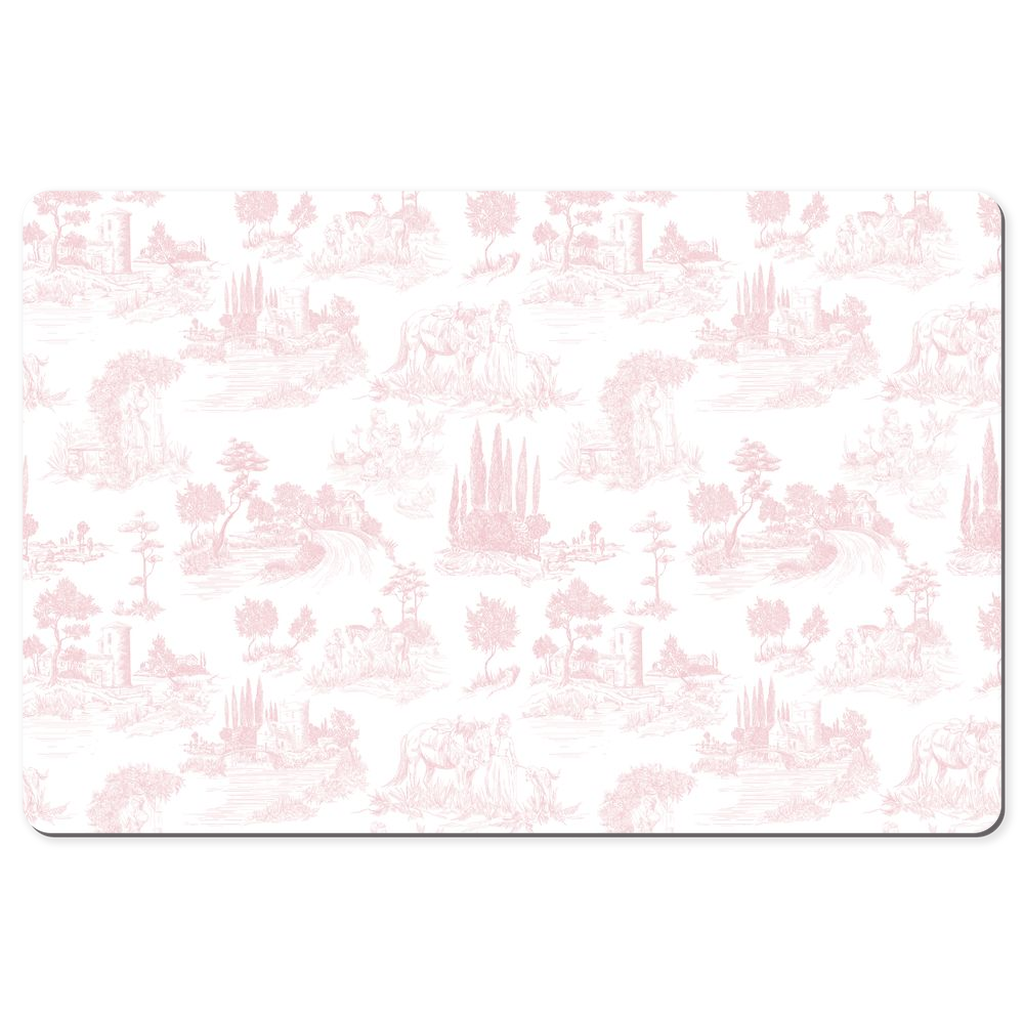 Toile de Jouy Desk Mat Blush Pink