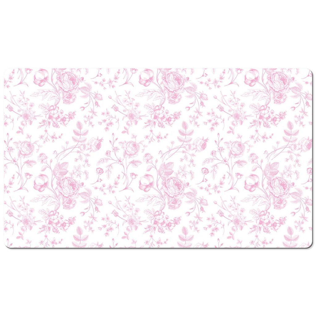 Vintage Roses Desk Mat Pink Toile de Jouy Floral