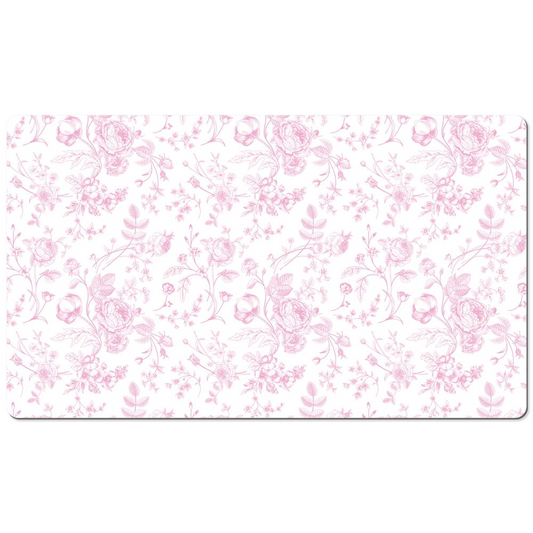 Vintage Roses Desk Mat Pink Toile de Jouy Floral