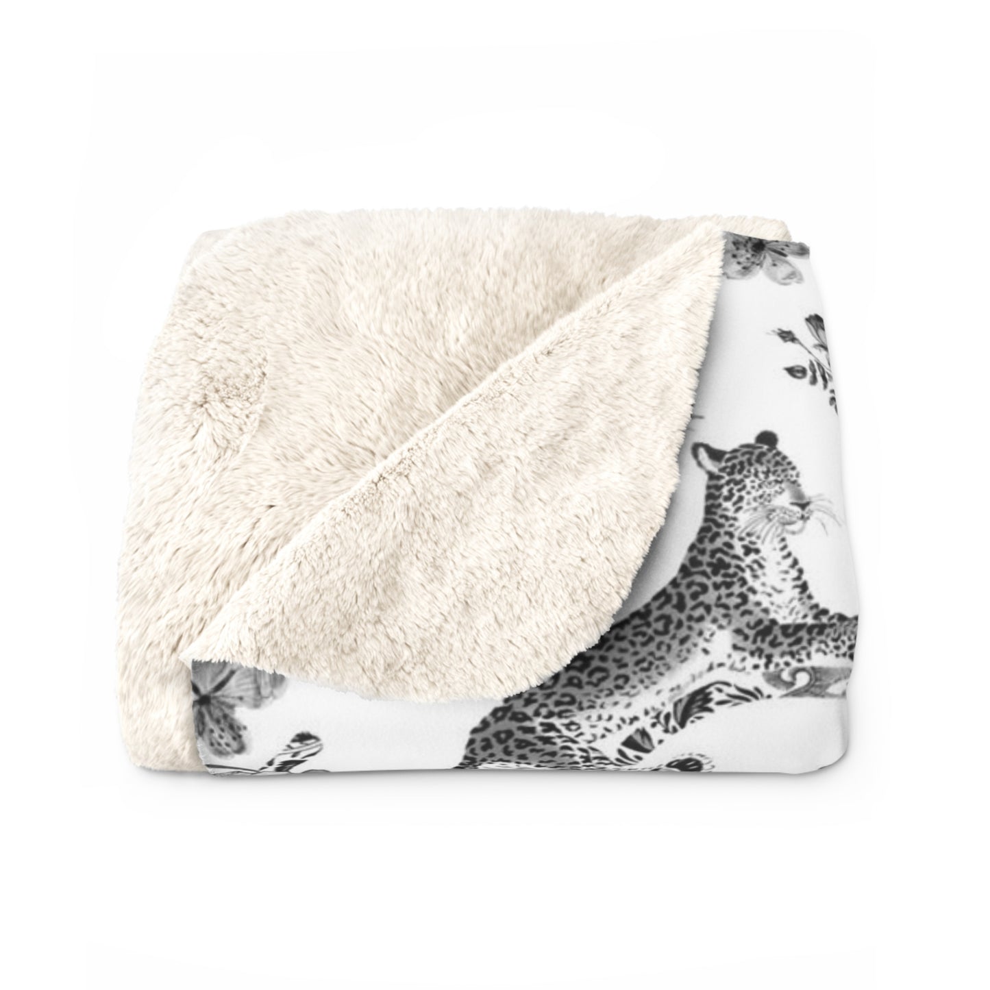 Toile de Jouy Black Monkey Jungle Fleece Lined Blanket