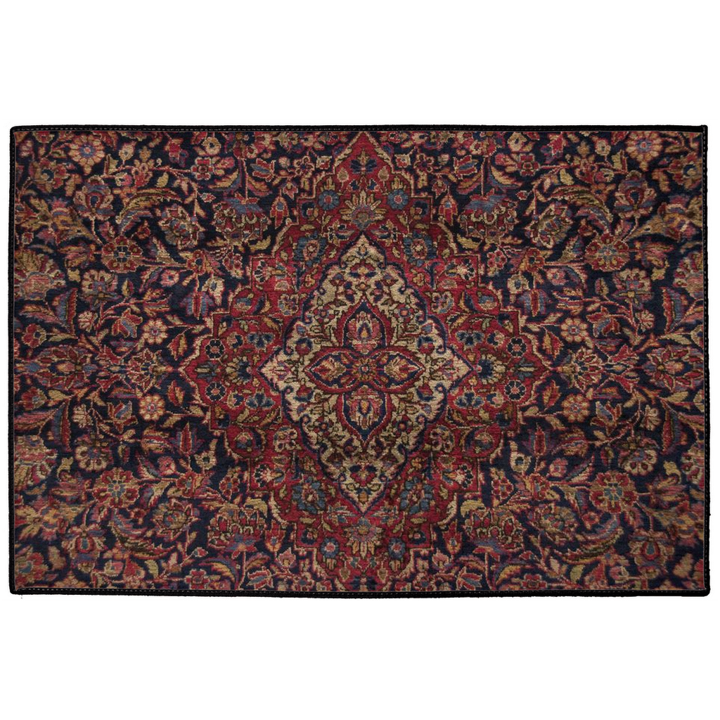 Shahbanu Persian Indoor/Outdoor Floor Mat Antique Black Burgundy