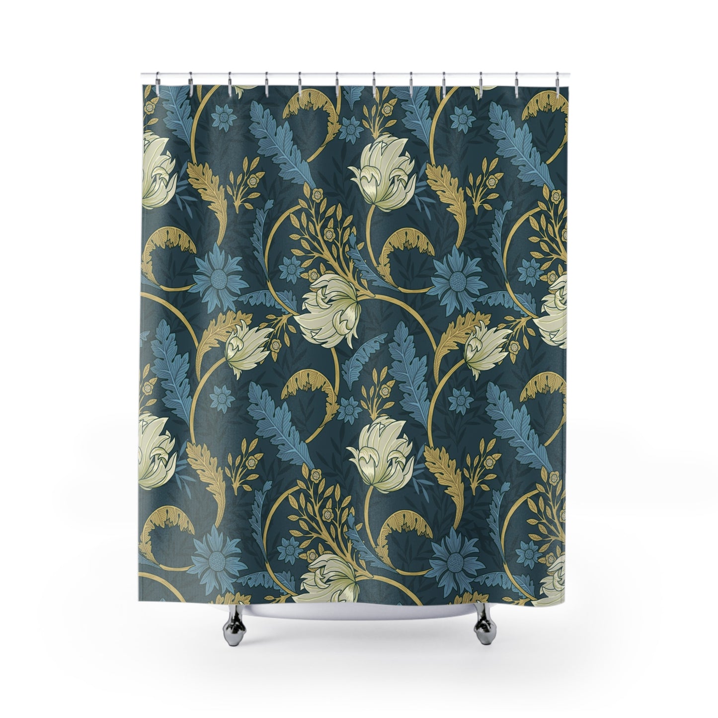 William Morris Navy Blue Floral Shower Curtain