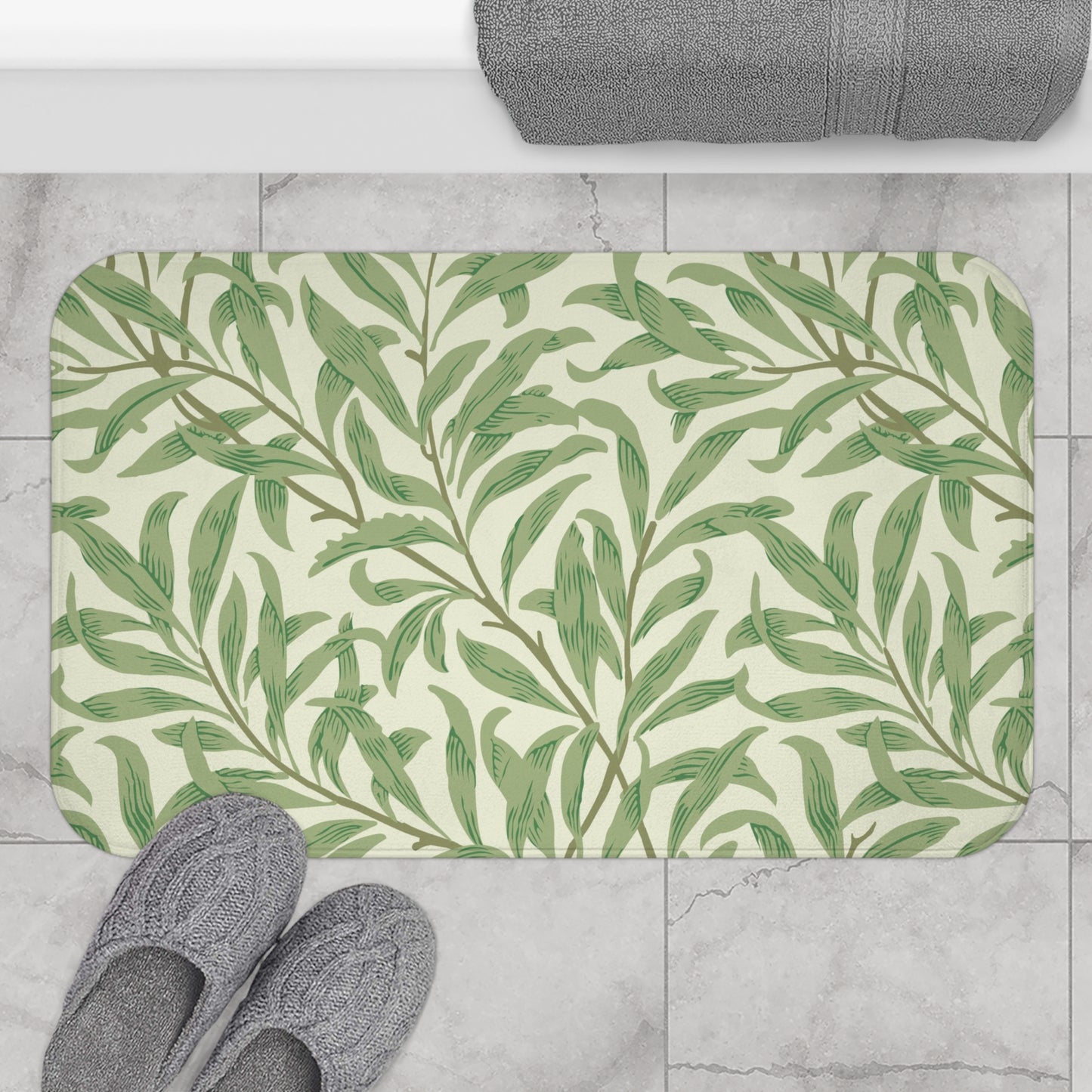 William Morris Bath Mat Willow Bough Summer Green