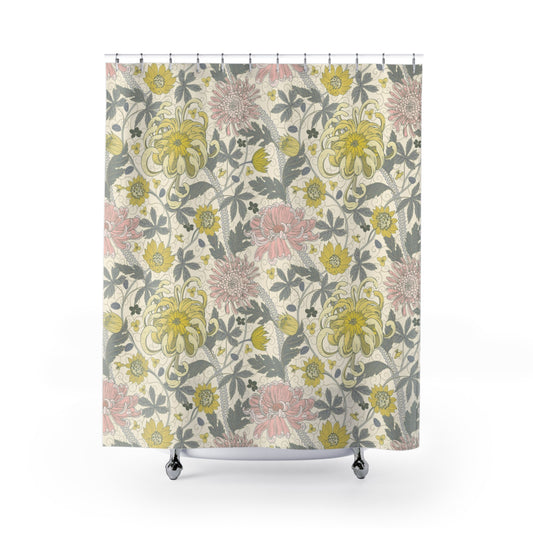 William Morris Lemon Pink Floral Shower Curtain