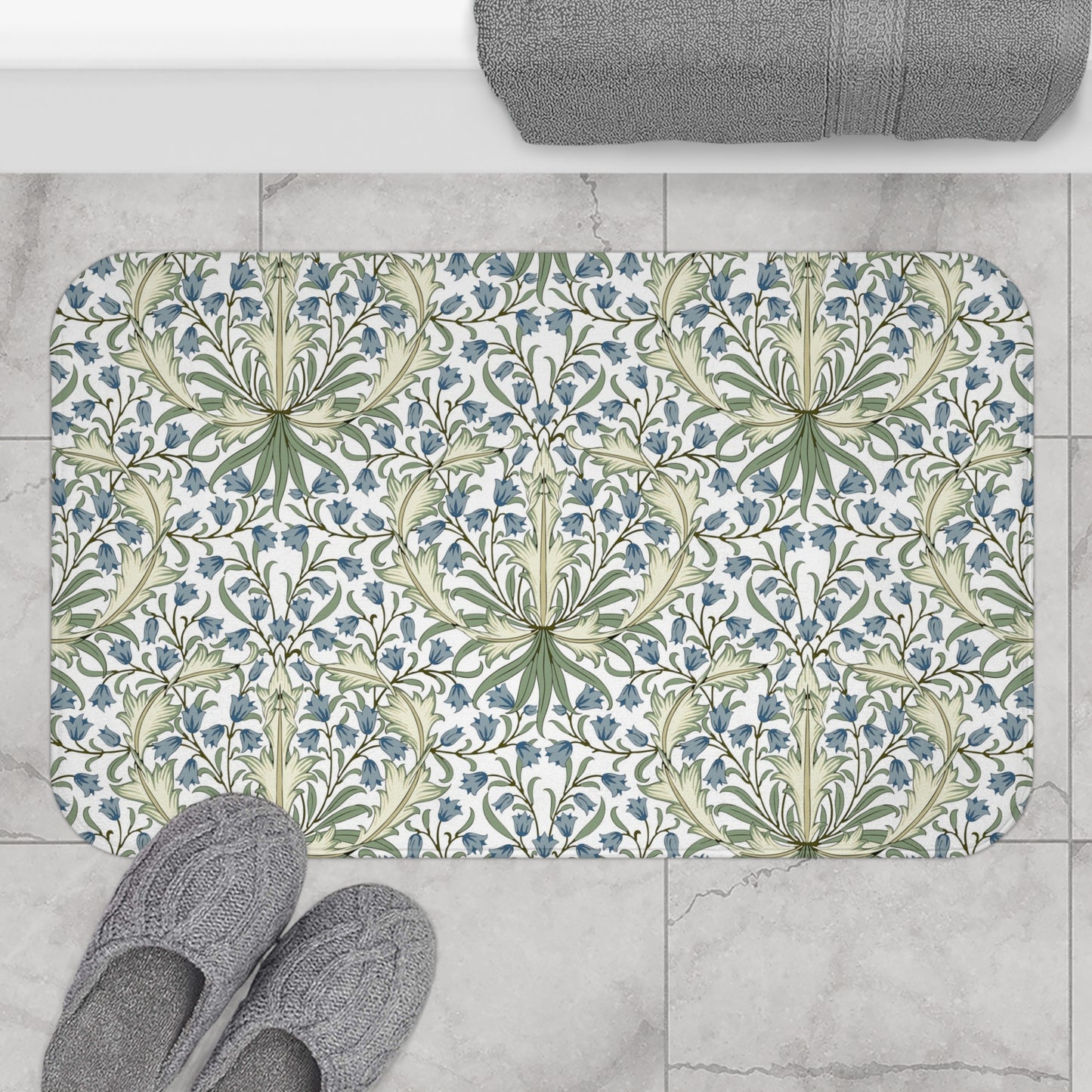William Morris Bath Mat Bluebell II Blue Green