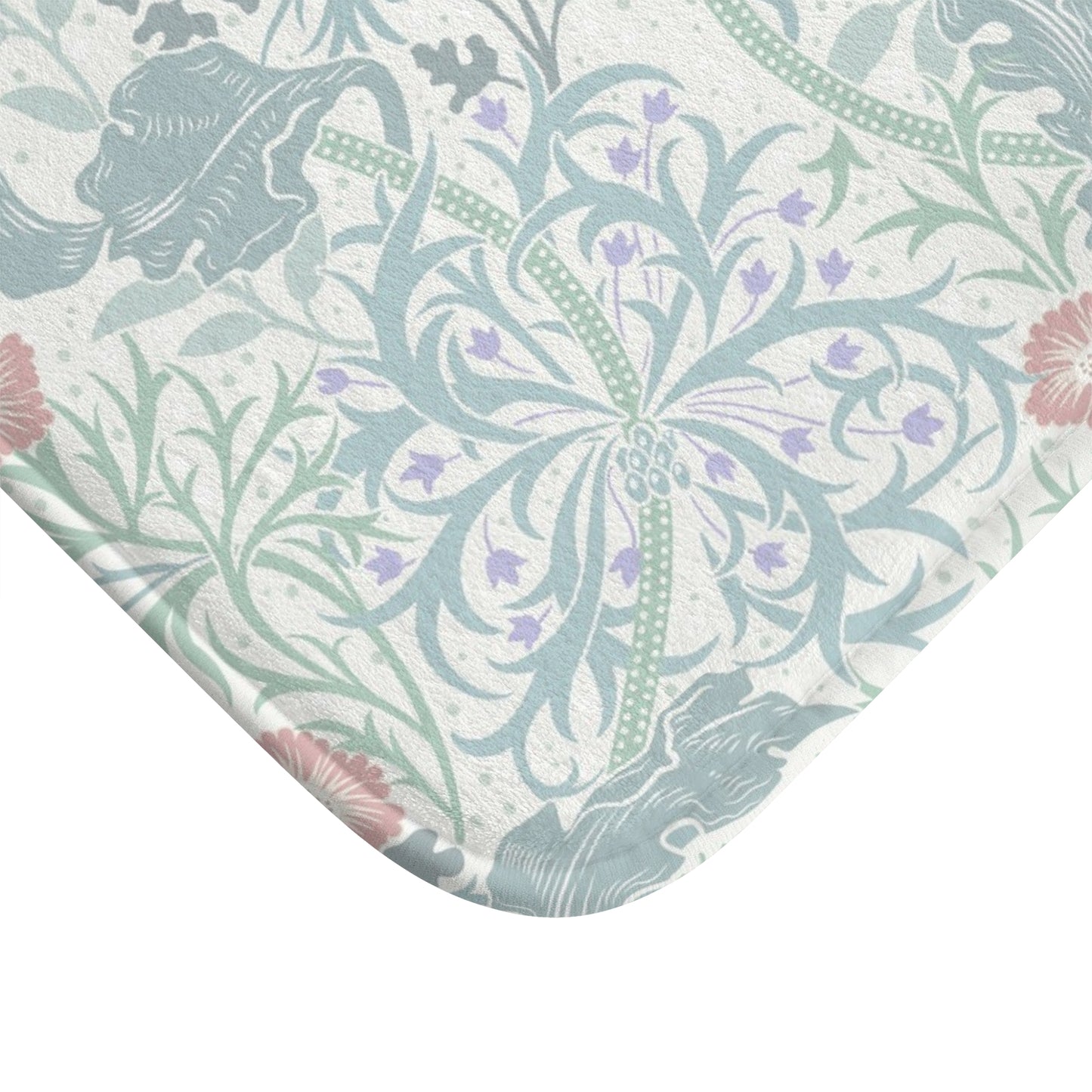 William Morris Bath Mat Seaweed Light Duckegg Blue Mint Peach