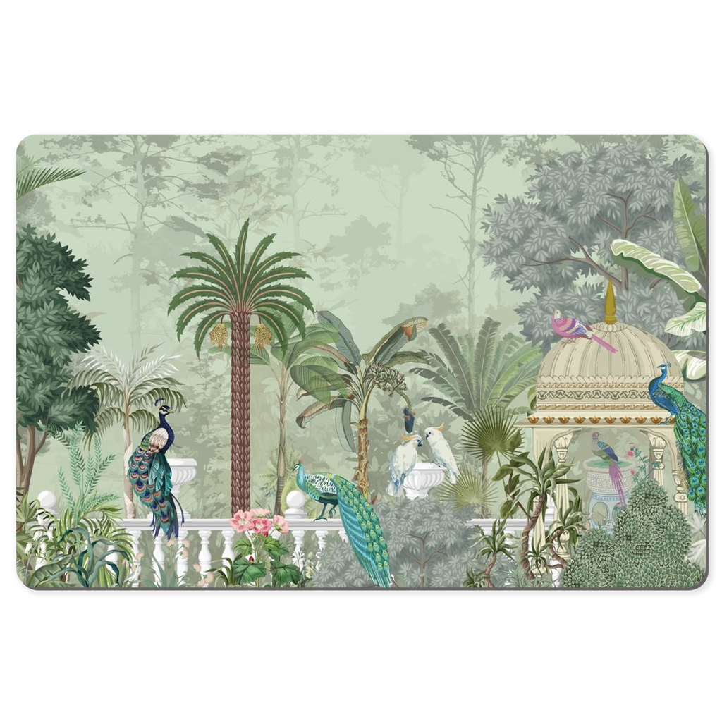 Chinoiserie Dream Desk Mat Green Pagoda Floral