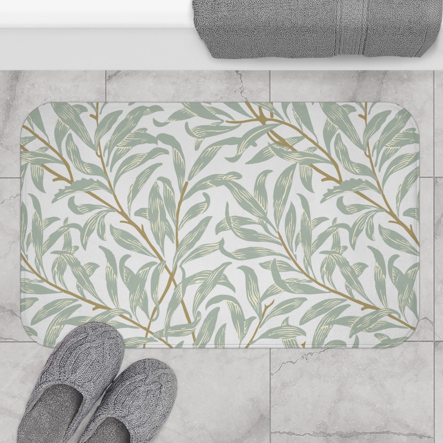 William Morris Bath Mat Willow Bough Blue Green