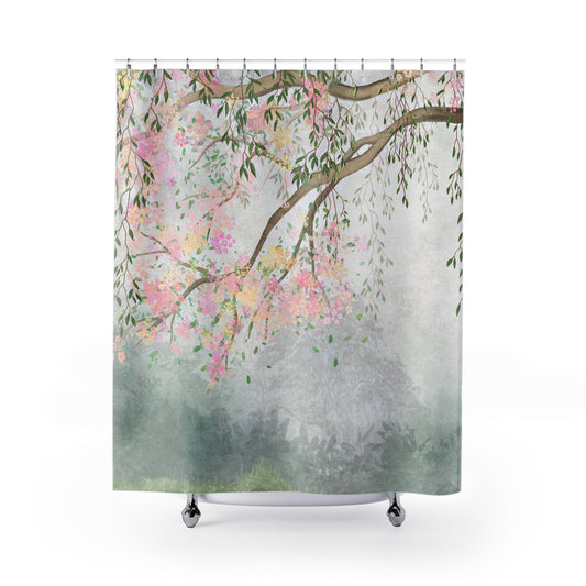 Chinoiserie Pink Cherry Blossom Shower Curtain