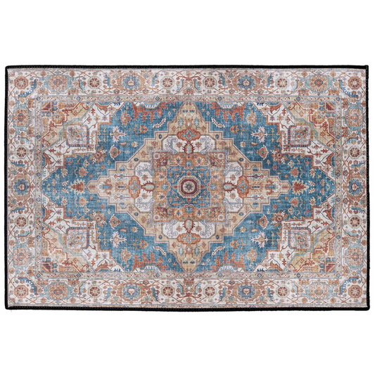 Balkh Persian Indoor/Outdoor Floor Mat Antique Blue Rust