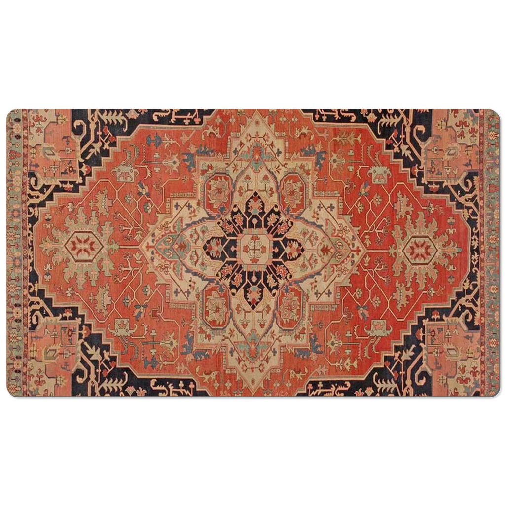 Heriz Serapi Persian Desk Mat Antique Brick Red Black