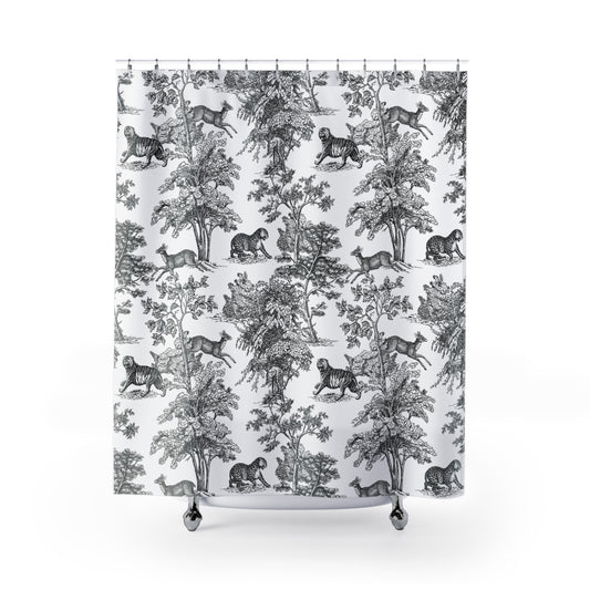 Tiger Jungle Toile Shower Curtain