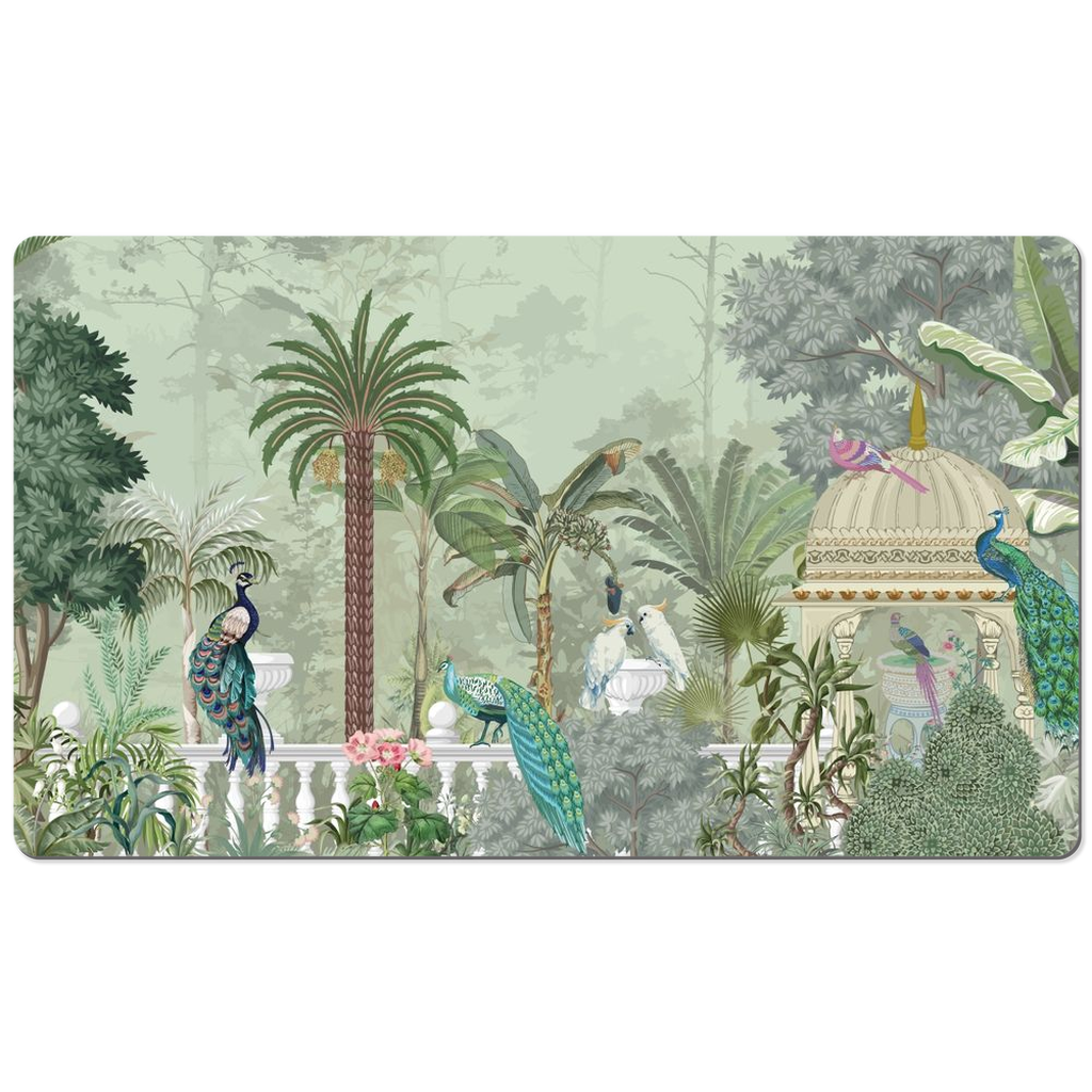 Chinoiserie Dream Desk Mat Green Pagoda Floral