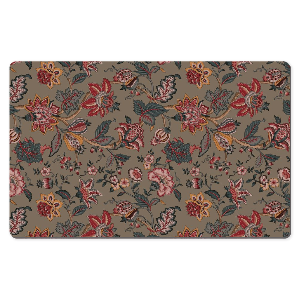 Highclere Chintz Desk Mat Dark Green Red Floral