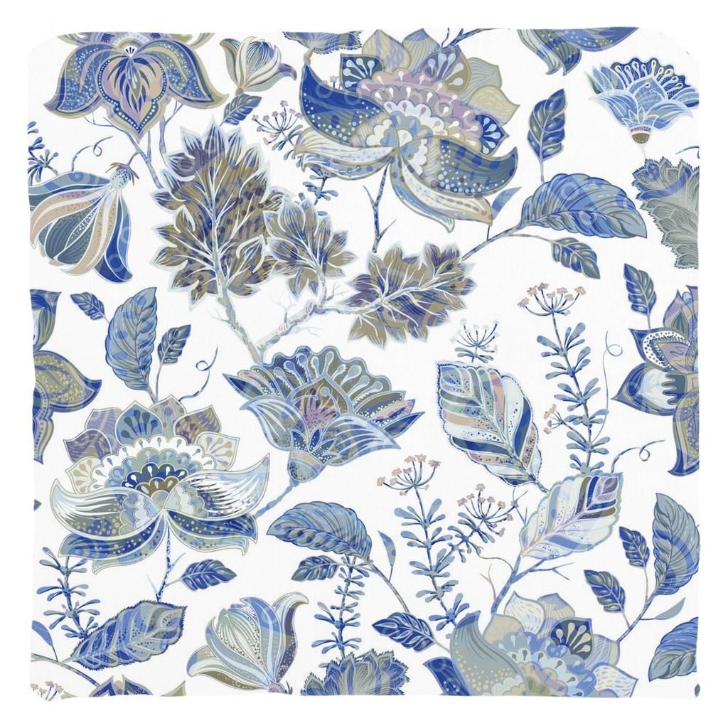 Lemuria Chintz Cotton Pillows Blue Lilac White