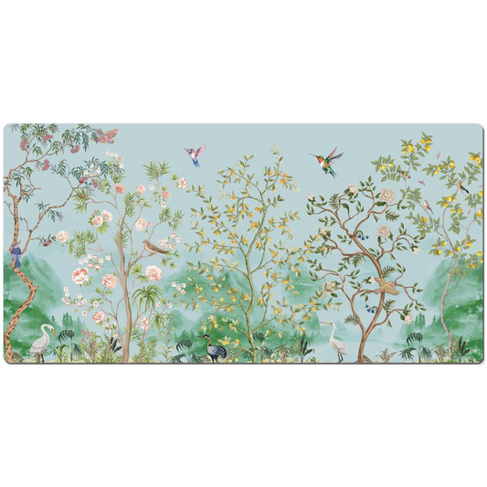 Chinoiserie Desk Mat Blue Asian Fresco Garden