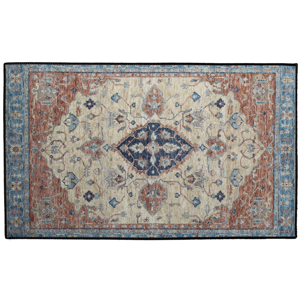 Pari Persian Indoor/Outdoor Floor Mat Antique Blue Rust