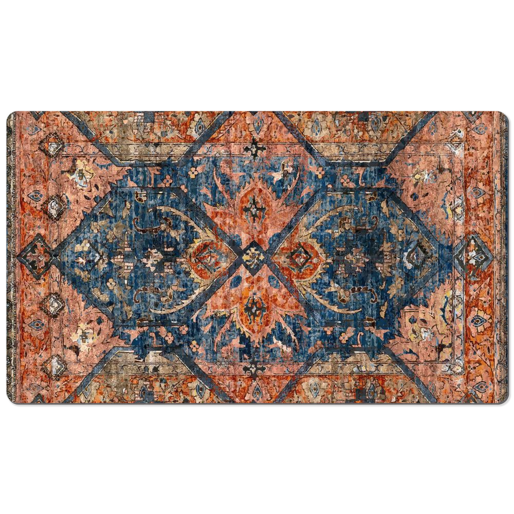 Khaju Persian Desk Mat Antique Blue Rust Red