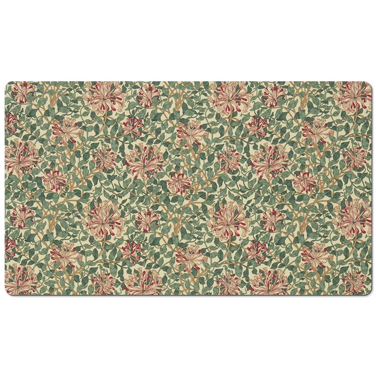 William Morris Desk Mat Honeysuckle Green Pink