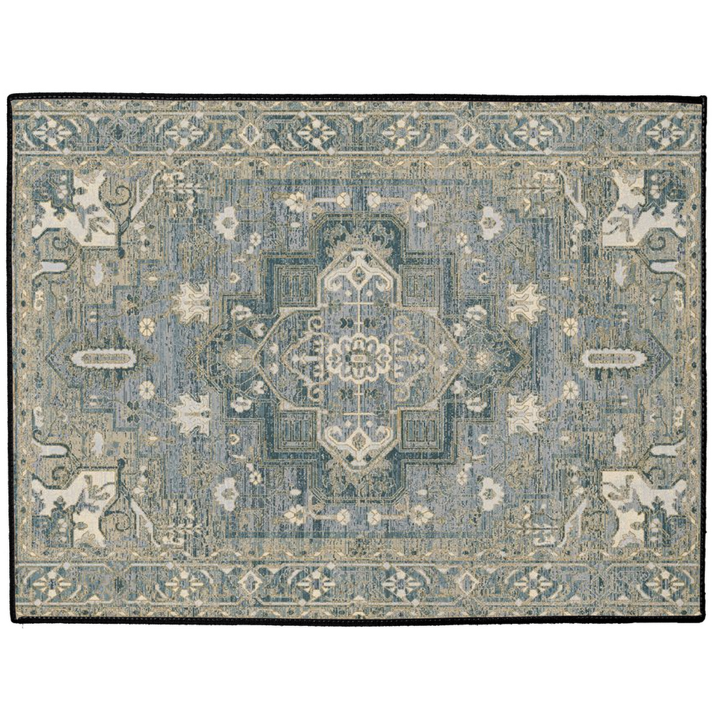 Mahsa Persian Indoor/Outdoor Floor Mat Antique Gray Cream