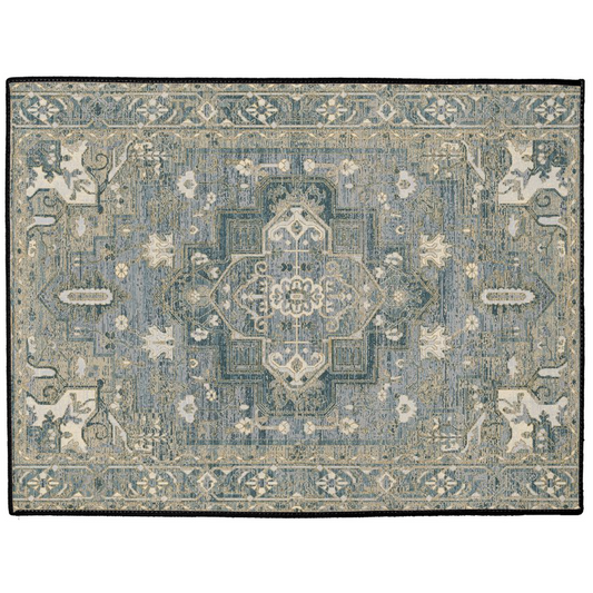 Mahsa Persian Indoor/Outdoor Floor Mat Antique Gray Cream